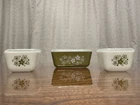 VTG  Pyrex Spring Blossom Crazy Daisy Refrigerator Dish 3pc Set W/ Lids 501 502