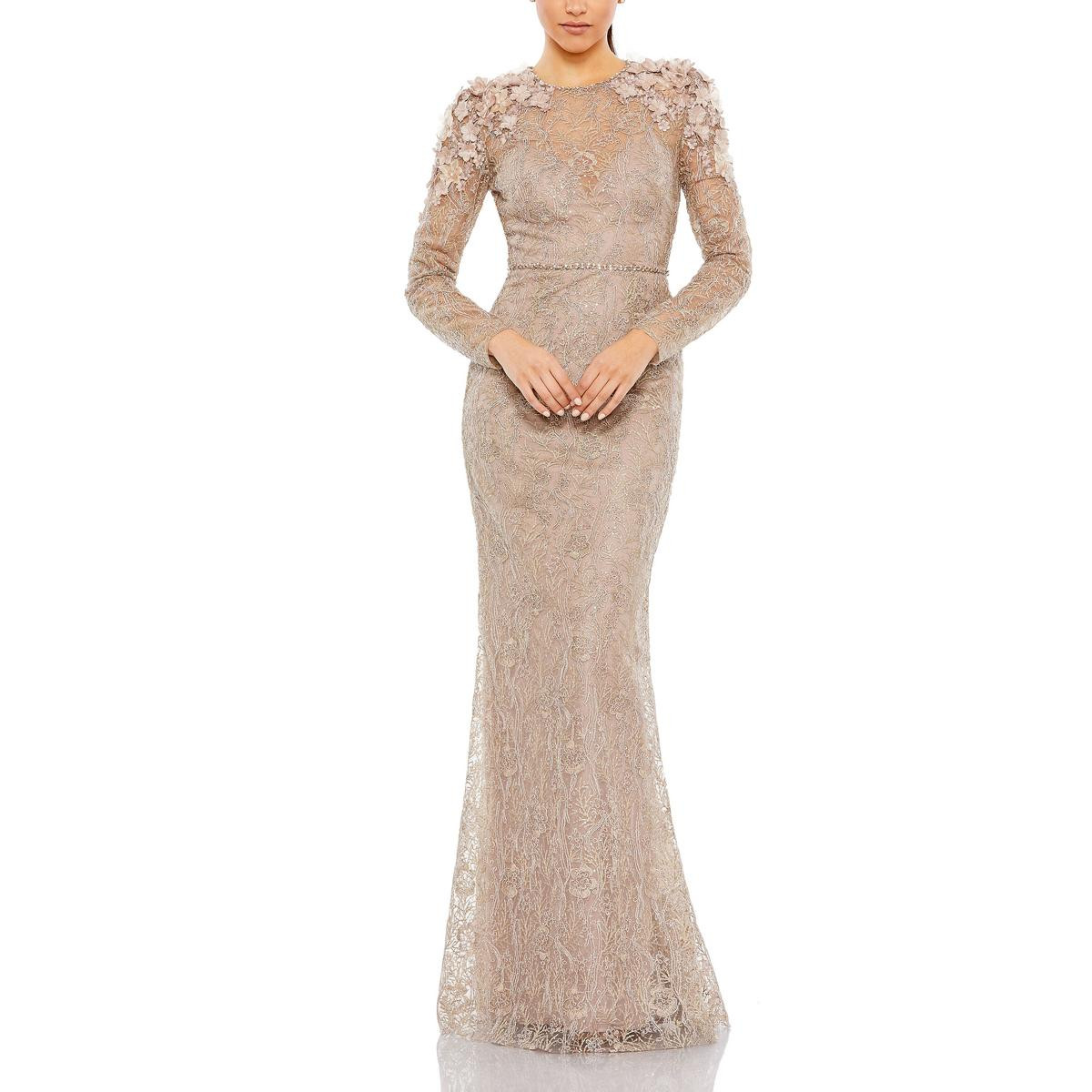 Mac Duggal Женское кружевное вечернее платье с металлическим отливом BHFO 2841
