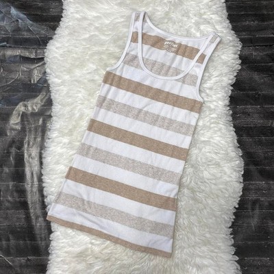 Old Navy Light Brown White Stripe Tank Top Normcore Basic Casual Layering