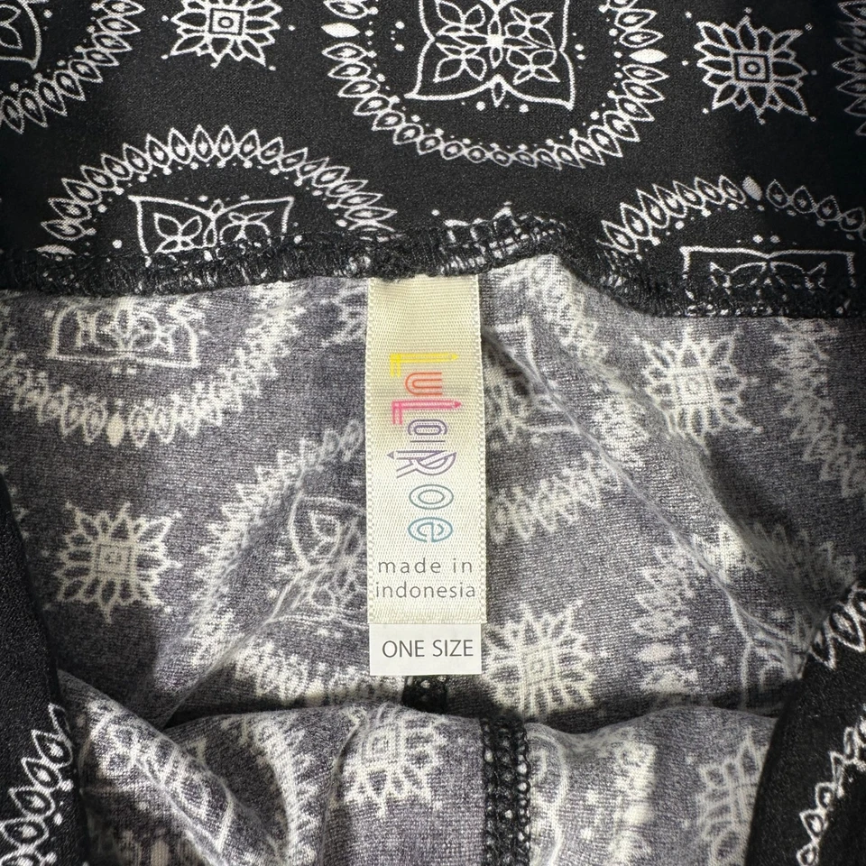 LuLaRoe Negro Blanco Copo de Nieve Mandala Círculos Diamantes Leggings Raros Talla Única OS Foto 3 de 4