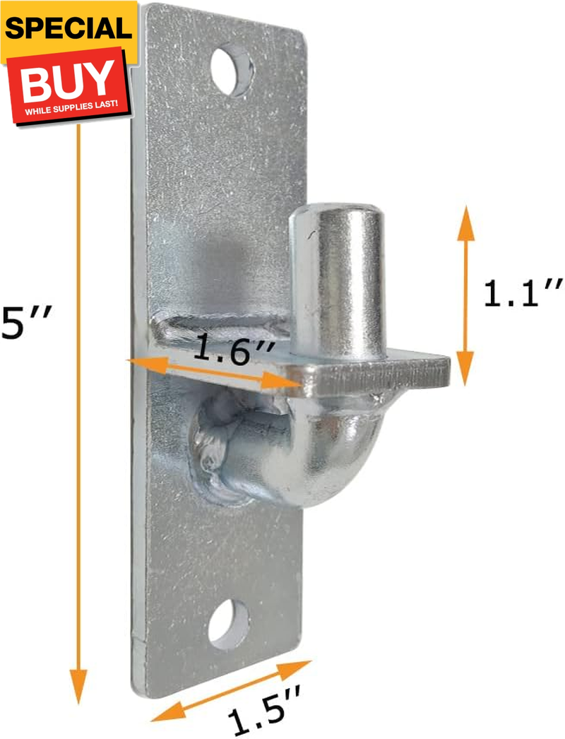 2-Pack 1-3/8-Inch Wall Mount Gate Hinges – Rustproof Heavy Duty Iron For Chain Link Fences, Brick, Wood, Or Metal Walls – Adjustable U-Bolt Design