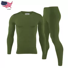 Mens Winter Ultra-Soft Fleece Lined Thermal Top & Bottom Long John Underwear Set