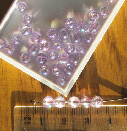 250 transparent small round 5mm AB plastic beads iridescent rainbow finish - Picture 12 of 13