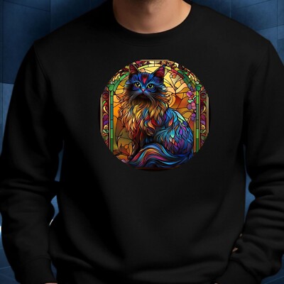 Persian Cat Stained Glass Sweatshirt Cosy and Perfect for Any Occasion S to 4XL
