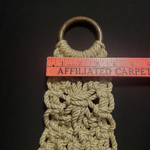 Toallero Macramé Beige Vintage con Cuentas de Cerámica Marrón Búho Retro MCM Decoración - Imagen 5 de 7