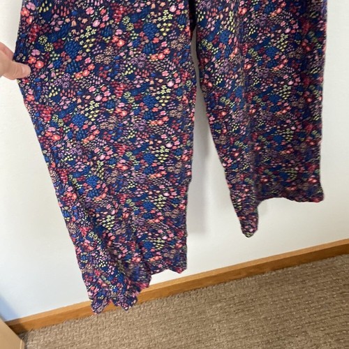 NWT Marine Layer Women XS Navy Floral Tie Waist Jumpsuit Colorful Garden Cottage - Picture 2 of 10