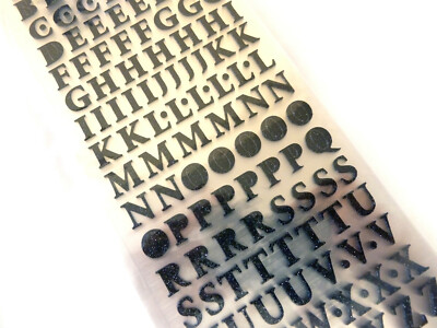 Kleine schwarze glitzernde Glitzer selbstklebende Buchstaben Alphabet Etiketten Aufkleber