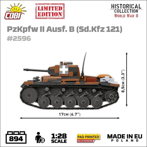 COBI 2596 PzKpfw II Ausf.B Sd.Kfz.121 Panzer II 1939 Limited only 1500 pcs made - Picture 3 of 9