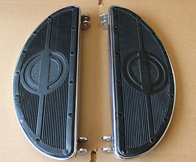 Harley 45 Panhead Floorboards Rubber Pads Rivited NEW Chrome Base Plate ...