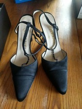 Chanel Classic Slingback Vintage Gemstone Heels 75603 Black Rare 36 5.5