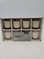 Made by Design Fragrance Free Votive 8 Count Set White w/ Glass Holder A134