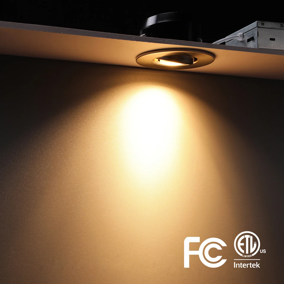 3 дюйма 5CCT карданный подвес утопленное освещение, 7 Вт, матовый никель, упаковка из 6 - Изображение 3 из 4