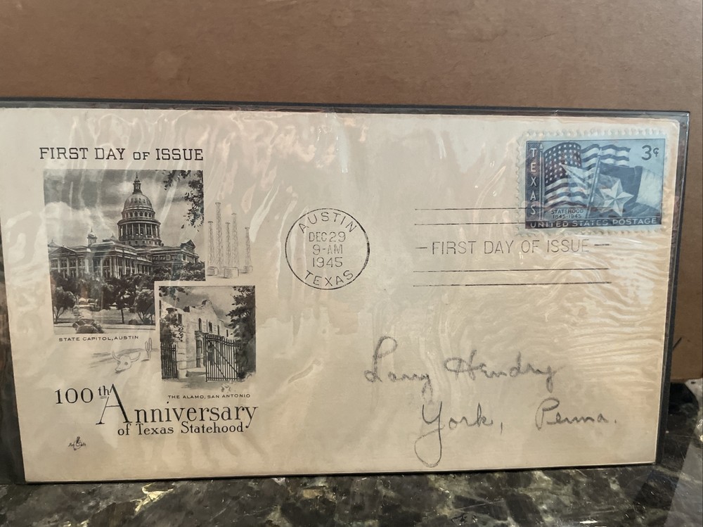 FDC~1945 100th ANNIVERSARY OF TEXAS STATEHOOD MINT CONDITION