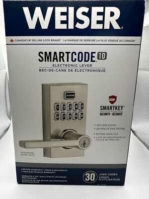 Reprogramming Weiser Smartcode NEW! Weiser SmartCode 10 Electronic Lever Deadbolt Lock - Satin Nickel ...