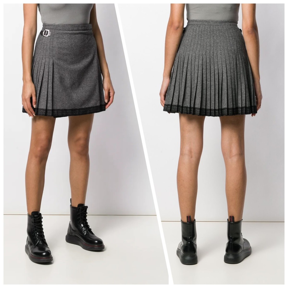 Christian Dior Gray Pleated Wool Knit Skirt Women's Size 42 | eBay