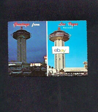 LANDMARK HOTEL  CASINO LAS VEGAS 2 VIEWS DAY  NIGHT HUGHES HOTEL POSTCARD