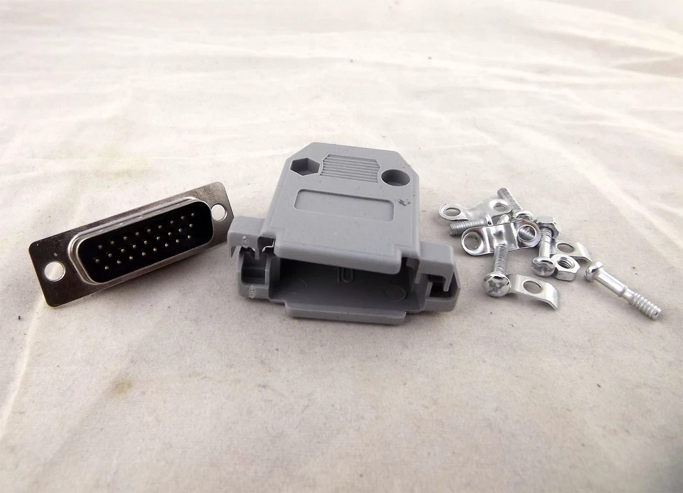 10pcs Gray DB26 Male 26 Pin 3 Rows D-SUB Connector Plastic Hood Cover Backshell - Image 3 of 4