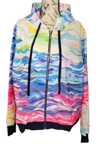 Erin Condren Layers Sweatshirt Hoodie Wavy Rainbow Outdoor Activewear XL NEW - Picture 2 of 12