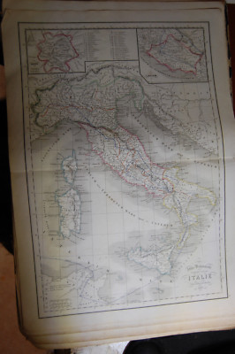Cartes Delamarche 1854, en coul, géographie ancienne de l'Italie