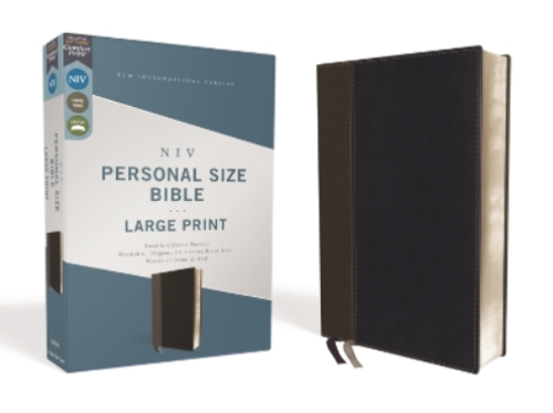 NIV, Personal Size Bible, Large Print, Leathersoft, Black, Red L (Leather Bound) - Picture 1 of 1