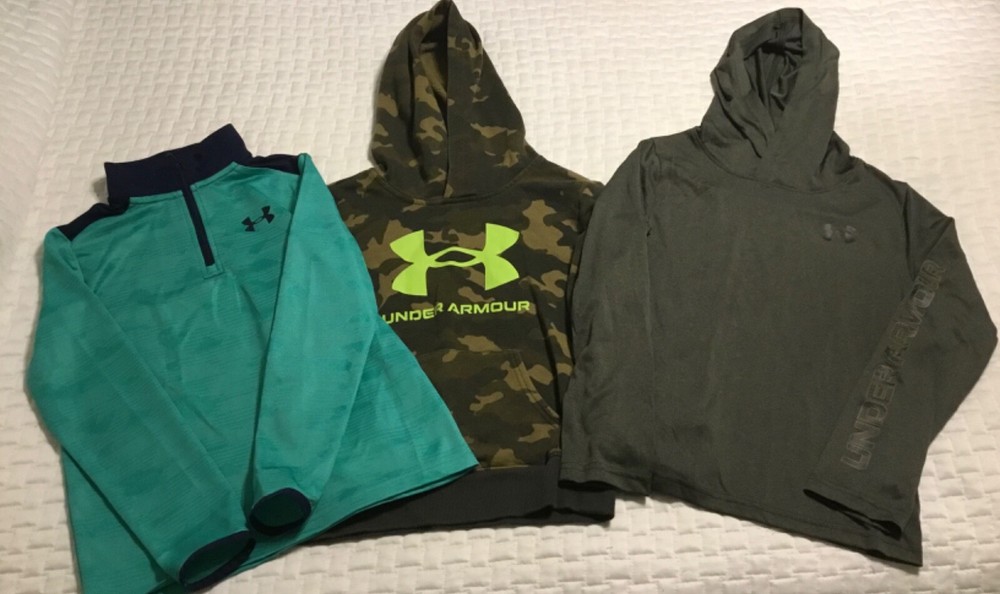Under Armour Boys Youth Small Activewear Lot - Camo Hoodie 1/4 Zip Jacket 3-Piece Set