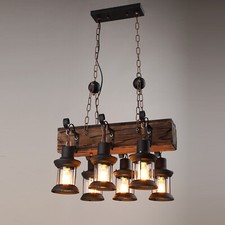Farmhouse Wood Chandelier Kitchen Island Pendant Light Fixture Ceiling Light