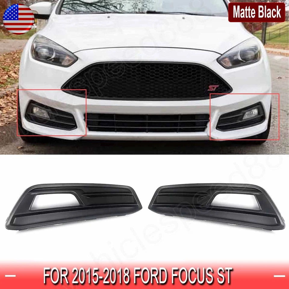 2Pcs Fog Light Cover Trim Molding Bezel For 2015-2018 Ford Focus ST Hatchback Foto 4 de 4