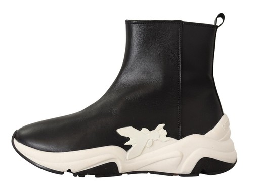 Patrizia Pepe Leather Genuine Leather Sneakers Boots BLACK IT 37.5 US 6.5 7 NEW