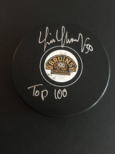 TIM THOMAS AUTO'D BRUINS CENTENNIAL PUCK W/ 