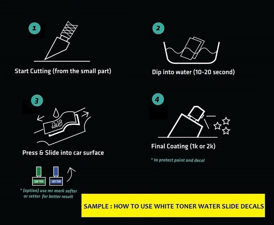 Sponsor M Water Slide Decal White Toner 1/24 - 1/28 RC Model Dicast Hot!!! #264 - Image 2 of 2