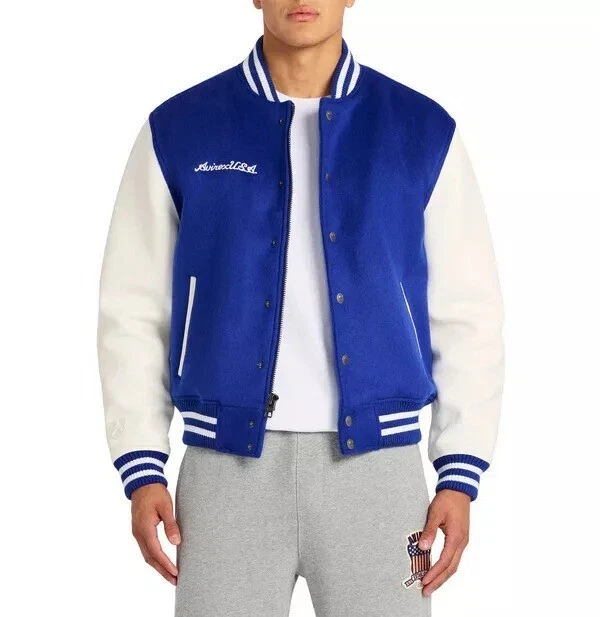 Chaqueta de hombre Avirex de lana azul de cuero Versity Foto 4 de 4