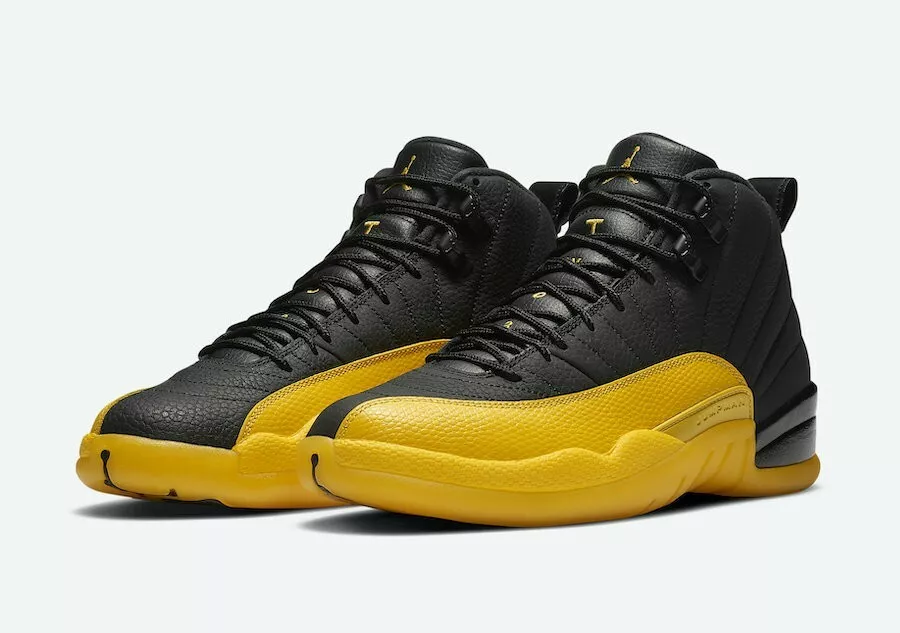 NIKE Mens Air Jordan 12 Retro Black/White-Metallic Gold Leather