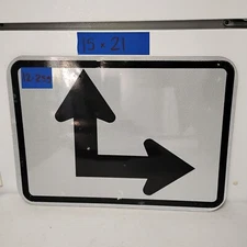 Street Traffic Road Sign 90 Degree Intersection Arrows 21"X 15"  12-255