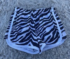 Justice Girl's sz 8 Black  White Zebra Print Dolphin Hem Athletic Shorts