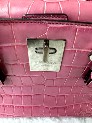 Giorgio Armani レザー トートバッグ ピンクベージュ GIORGIO ARMANI Giorgio Armani Crocodile Leather Embossed Handbag