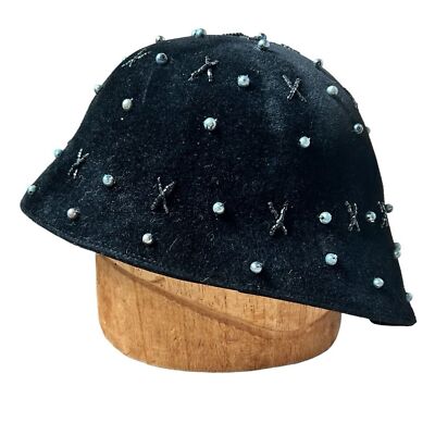 Vintage 1920s Black Velvet Sequin Beaded Bucket Hat | eBay display picture 2