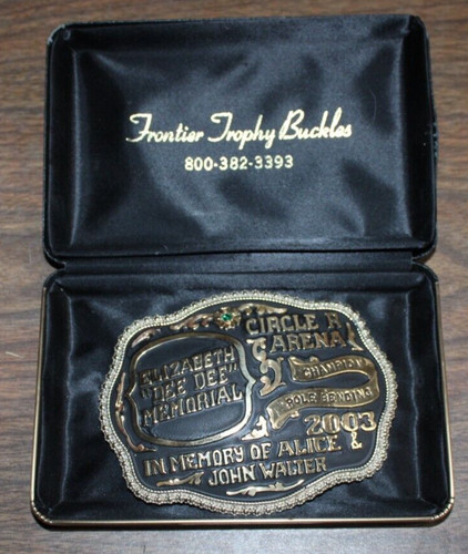 2003 CHAMPIONSHIP POLE BENDING BELT BUCKLE 3 3/8"X4 3/8" EAST GLACIER MONTANA