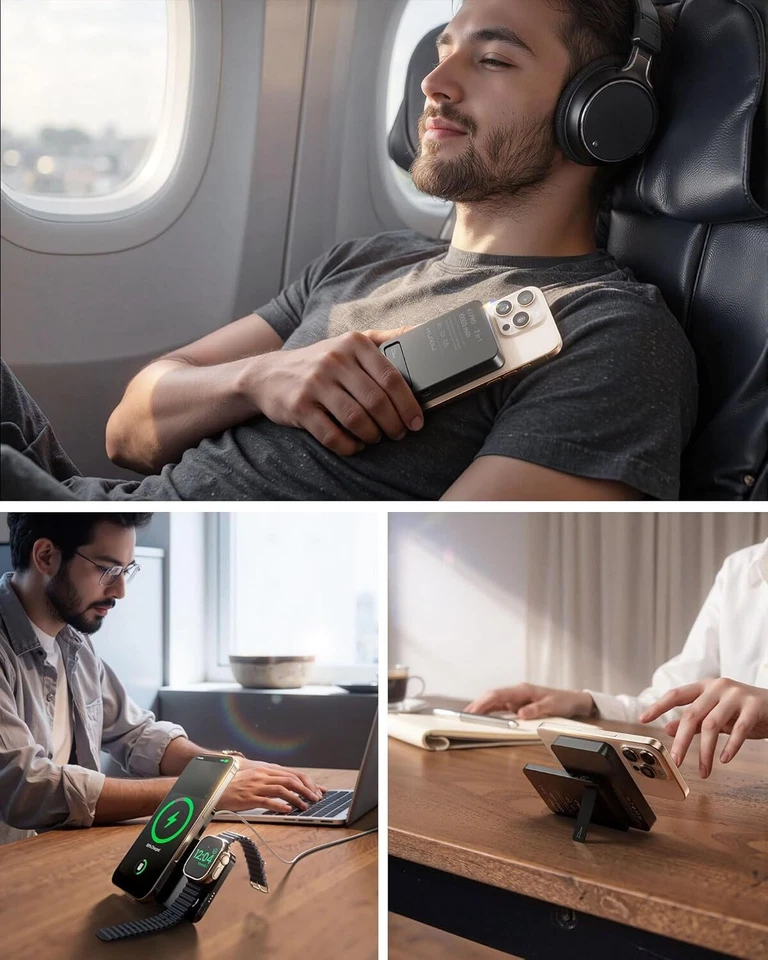 10000/5000mAh 3in1 Power Bank 15W Wireless Fast Charging for iPhone 16/15 ProMax - Image 4 of 4