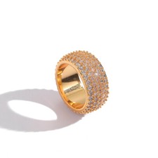 Pinky Ring Gift 5A+ ICED Out Zirconia Bling Ring For Men Hip Hop 18K Gold Plated