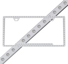 Slimline Chrome Ice Swarovski Crystal License Plate Frame - Clear