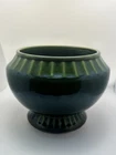 Elegant Mid Century McCoy Green Glazed Footed Pedestal Planter or Flower Bowl