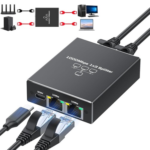 Alliage Réseau RJ45 Splitter 1000Mbps RJ45 Splitter Ethernet Câble - Photo 8/23