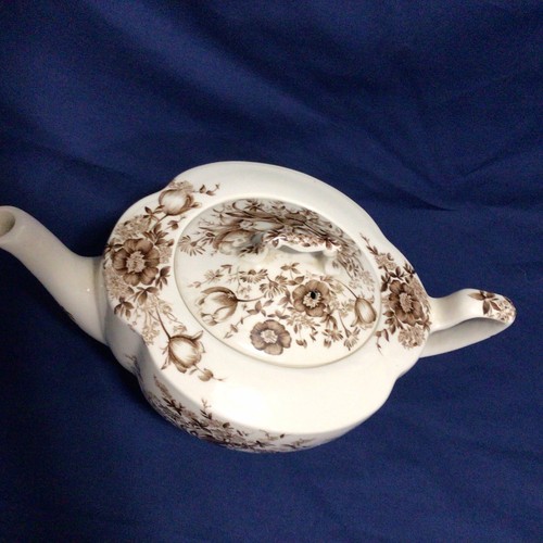 Rare Windsor Ware Teapot Transferware Dover Brown Floral Johnson Bros England - Picture 4 of 10