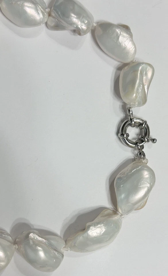 "Enorme collar de perlas barrocas Keshi renacidas blancas naturales del Mar del Sur de 20-25 mm 18""" Foto 3 de 4