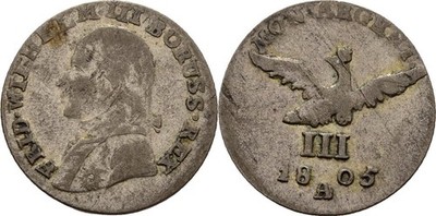 Prussia 3 Gröscher 1805 Friedrich Wilhelm III, 1797-184 Original Coin #CNA268