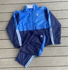 Y2K Adidas Track Suit Blue Navy Color Block Women  s Jacket And Pants Set Large