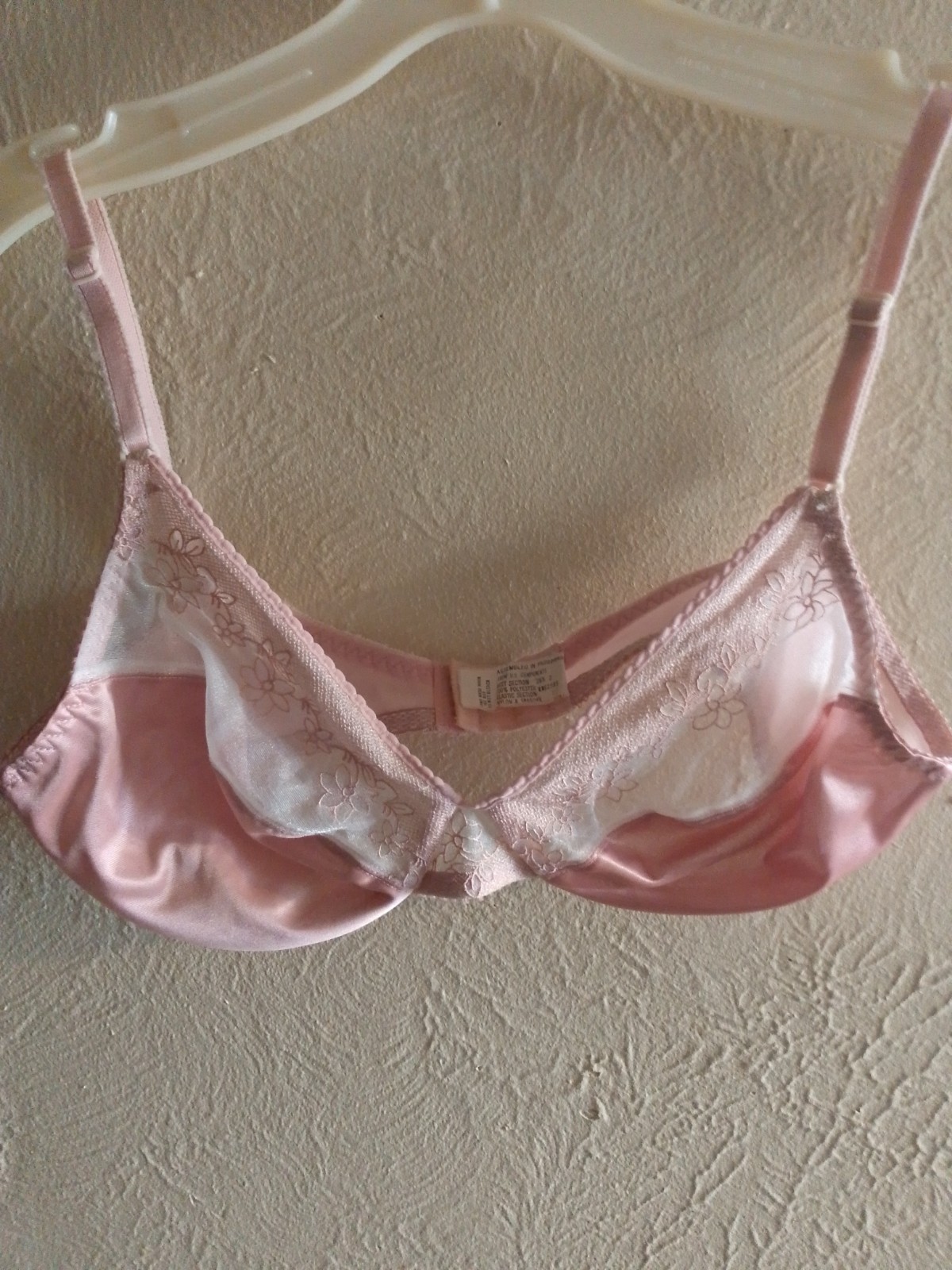Vtg, Lilyette Bra,80s ,Underwire ,Satin And Lace Cups,36 C,Pink
