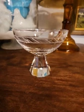 5 Cut Crystal Dessert Glasses With A Faceted Base