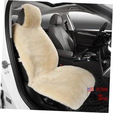Fluffy Fur Sheepskin Car Seat Cover Automotive Interior Universal Fit Pearl