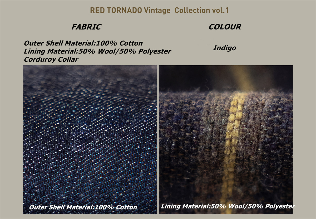 Red Tornado Mens Jean Jacket Wool Blanket Lined 18OZ Raw Selvedge Denim Coats image 3